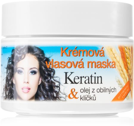 Bione Cosmetics Keratin + Obilné klíčky krémová maska pro všechny typy vlasů