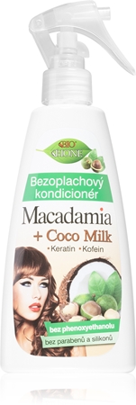 Bione Cosmetics Macadamia + Coco Milk κοντίσιονερ χωρίς ξέβγαλμα σε σπρέι
