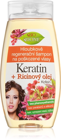Bione Cosmetics Keratin + Castor Oil tiefenwirksames regenerierendes Shampoo für das Haar