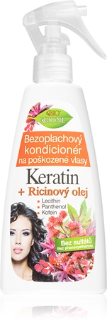 Bione Cosmetics Keratin + Ricinový olej regeneracijski balzam brez spiranja za lase