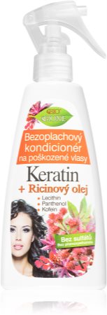 Bione Cosmetics Keratin + Ricinový olej regenerierender spülfreier Conditioner für das Haar