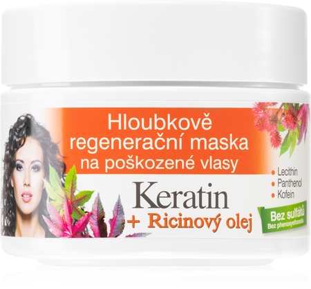 Bione Cosmetics Keratin + Ricinový olej регенерираща маска за коса