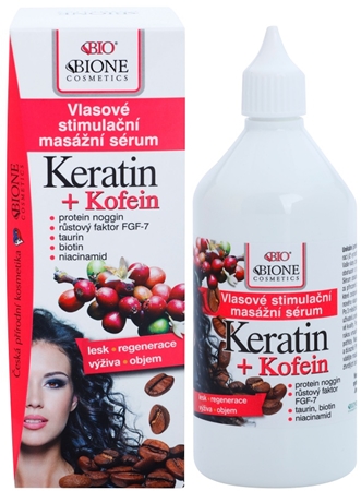 Bione Cosmetics Keratin + Caffeine sérum pour stimuler la repousse des cheveux et renforcer les racines