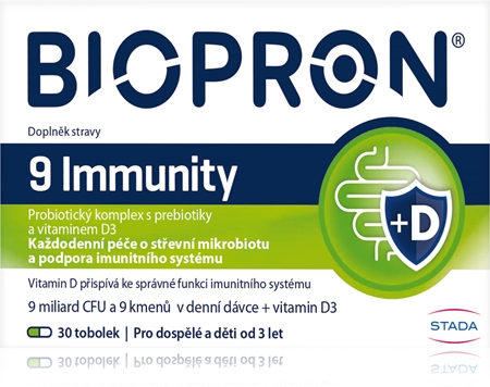 Biopron® 9 Immunity + vitamin D tobolky pro ochranu střevní mikroflóry