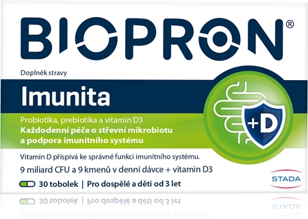 Biopron® 9 Immunity + vitamin D tobolky pro ochranu střevní mikroflóry