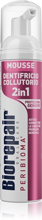 Biorepair Peribioma Gum Protection 2v1 mousse dentaire 2 en 1 pour nettoyer les dents et les gencives sans brosse à dents ni eau pour les dents