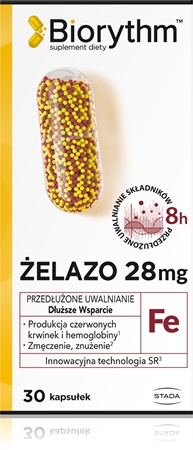 Biorythm Żelazo 28 mg kapsułki o przedłużonym uwalnianiu z żelazem