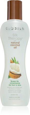 Biosilk Silk Therapy Natural Coconut Oil ενυδατική φροντίδα χωρίς ξέβγαλμα για μαλλιά και σώμα