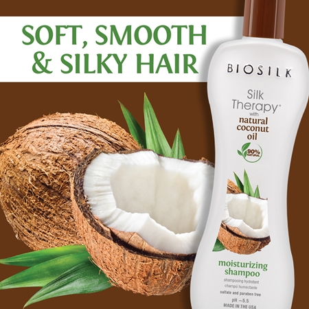 Biosilk Silk Therapy Natural Coconut Oil szampon nawilżający Z olejkiem kokosowym.