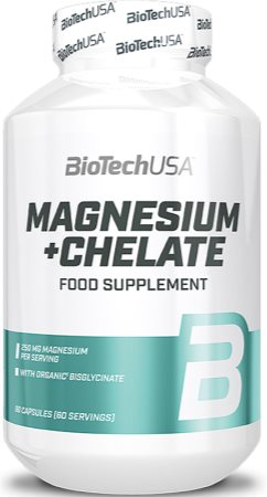 BioTechUSA Magnesium + Chelate kapsle pro podporu snížení míry únavy a vyčerpání, normální stav zubů, kostí a svalů