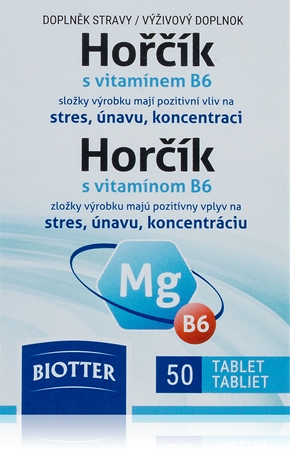 Biotter Horčík s vitamínom B6 horčík na podporu zníženia miery únavy a vyčerpania