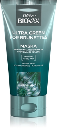 Biovax Glamour Ultra Green For Brunettes tápláló tonizáló maszk a barna árnyalatú hajra