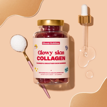 Bloom Robbins Glowy skin COLLAGEN YOUNGER & SMOOTHER SKIN POWDER Kauwürfel für ein strahlendes Aussehen der Haut