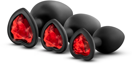 Blush Luxe Bling Plugs Training Kit set di butt plug Red Gems