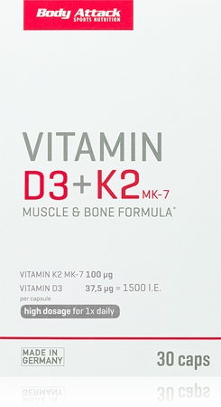 Body Attack Vitamin D3 +K2 Kapseln mit Vitamin D