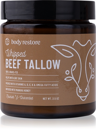 Body Restore Whipped Beef Tallow Balm Unscented Nourishing Body Cream fragrance-free