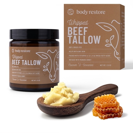 Body Restore Whipped Beef Tallow Balm Unscented Nourishing Body Cream fragrance-free