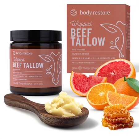 Body Restore Whipped Beef Tallow Balm Orange Grapefruit Nourishing Body Cream fragrance-free