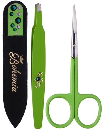 Bohemia Crystal Bohemia Swarovski Nail File,Tweezers and Nail Clippers dárková sada Green (pro perfektní vzhled)