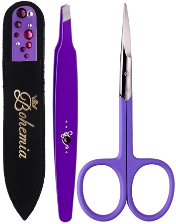 Bohemia Crystal Bohemia Swarovski Nail File,Tweezers and Nail Clippers Geschenkset Purple (für einen perfekten Look)