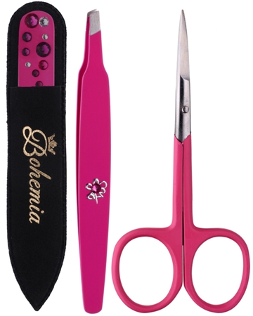 Bohemia Crystal Bohemia Swarovski Nail File,Tweezers and Nail Clippers darilni set Pink (za odličen videz)