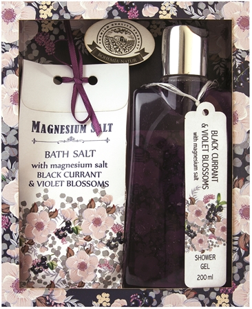Bohemia Gifts & Cosmetics Magnesium Salt Black Currant & Violet Blossoms kozmetická sada I.