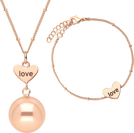 Bola Heart and Love tehotenská rolnička Rose Gold