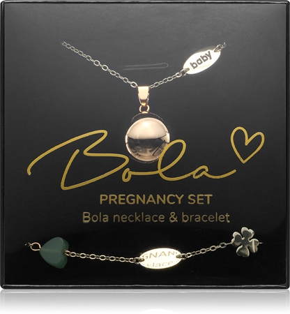 Bola Nature Stone Beads and Mum/Baby Charm těhotenská rolnička Gold