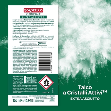 Borotalco Originale Deo Salviette salviette rinfrescanti umidificate per gambe, corpo e ascelle