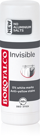 Borotalco Invisible deodorant stick impotriva petelor albe si galbene