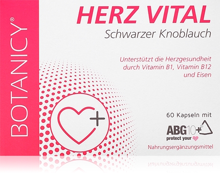 Botanicy Herz Vital Schwarzer Knoblauch Kapseln für ein gesundes Herz und gesunde Blutgefäße