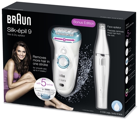 Braun Silk-épil 9 9-558 + Braun Face Epilator