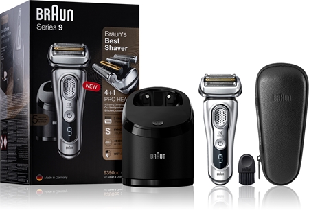 Braun Series 9 9390cc Silver with Clean&Charge System ξυριστική μηχανή με λεπίδες