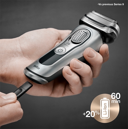 Braun Series 9 9390cc Silver with Clean&Charge System ξυριστική μηχανή με λεπίδες