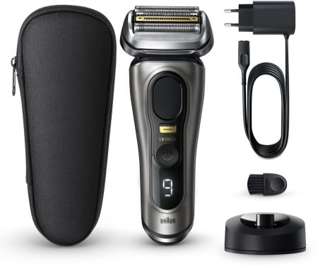 Braun Series 9 PRO+ 9515s electric shaver with a charging stand