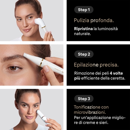 Braun FaceSpa Pro SE911 Sistema 3 in 1 per depilazione del viso, pulizia e tonificazione della pelle