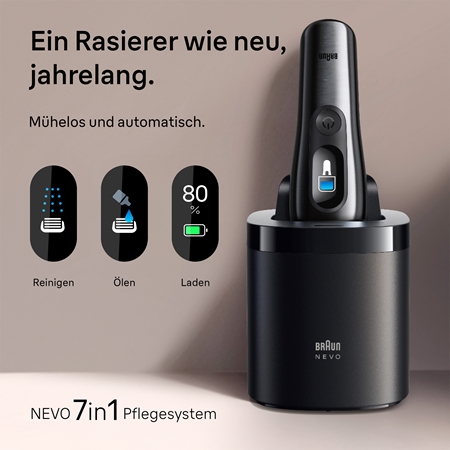 Braun NEVO 15010C Elektrorasierer mit Reinigungs- und Ladestation