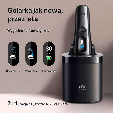 Braun NEVO 15010C elektryczna maszynka do golenia ze stacją czyszczącą i ładującą