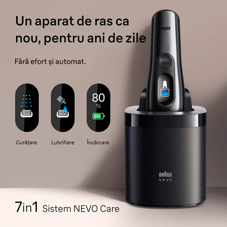 Braun NEVO 15010C Aparat de bărbierit electric cu stație pentru curățare și încărcare