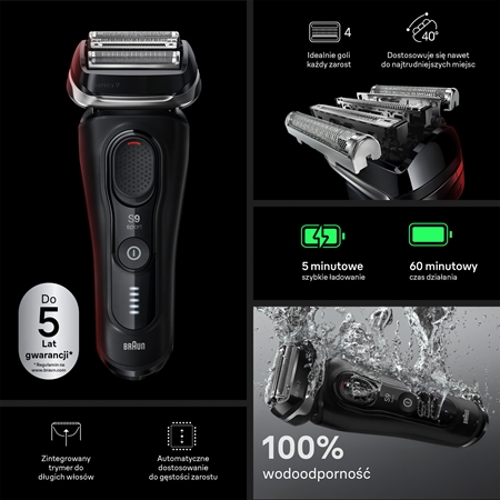 Braun Series 9 9110s Sport elektryczna maszynka do golenia do golenia na mokro i na sucho