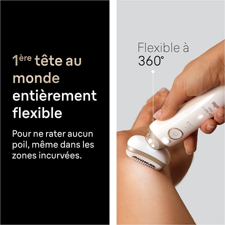 Braun Silk-épil 9 Flex 9-030 3D épilateur à tête entièrement flexible pour un rasage à sec ou sur peau humide