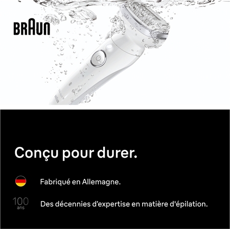 Braun Silk-épil 9 9-011 épilateur à tête entièrement flexible pour un rasage à sec ou sur peau humide