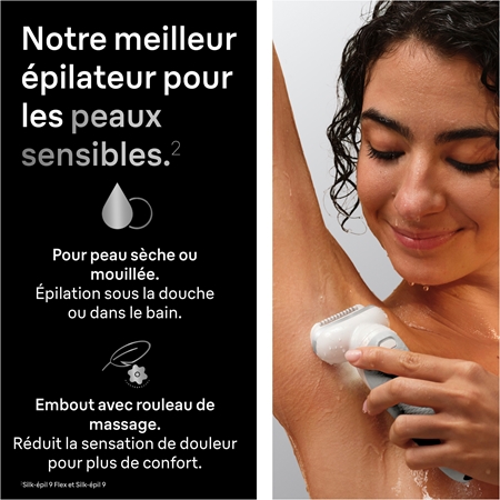 Braun Silk-épil 9 9-011 épilateur à tête entièrement flexible pour un rasage à sec ou sur peau humide