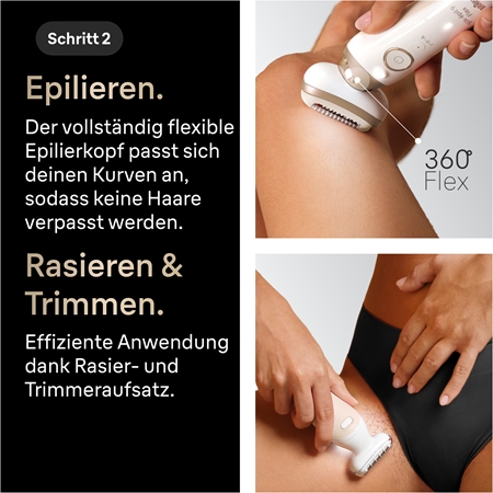 Braun Silk-épil 9 Flex SkinSpa 9-481 3D Epilierer mit voll flexiblem Kopf für die Nass- und Trockenrasur