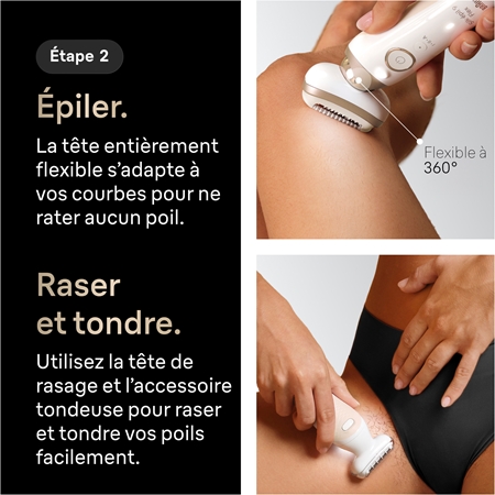 Braun Silk-épil 9 Flex SkinSpa 9-481 3D épilateur à tête entièrement flexible pour un rasage à sec ou sur peau humide