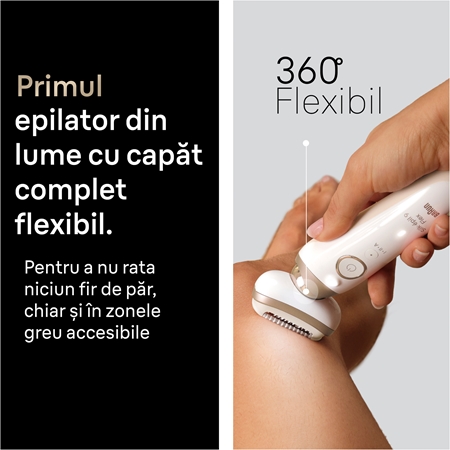 Braun Silk-épil 9 9-060 3D epilator cu cap complet flexibil pentru depilare umedă și uscată