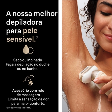 Braun Silk-épil 9 9-060 3D depiladora com cabeça totalmente flexível para depilação a seco e a molhado