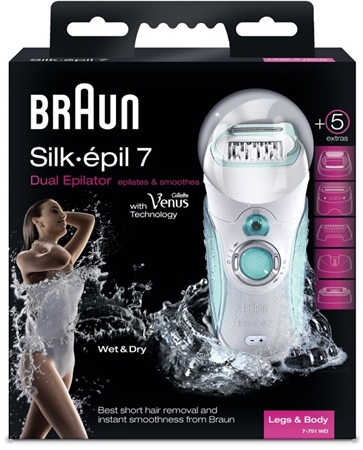 Braun Silk épil 7 7-751 W&D Dual Epilierer mit Epilationskopf und dem Rasier System von Gillette