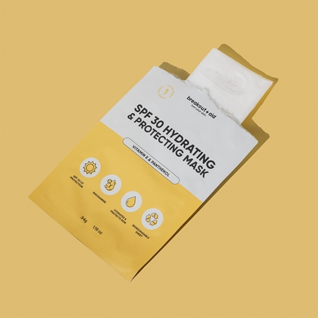 breakout + aid SPF 30 Hydrating & Protecting Mask masque hydratant en tissu à la vitamine E