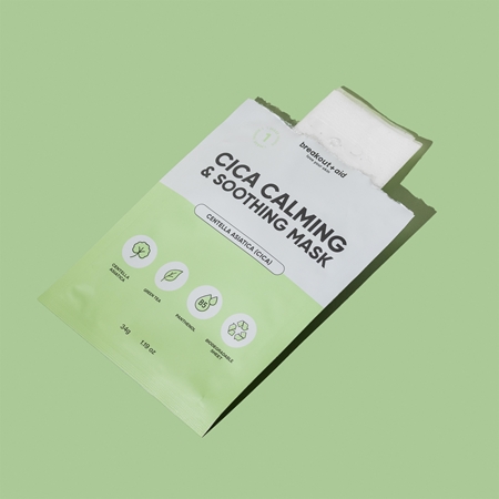 breakout + aid Cica Calming & Soothing Mask raminamoji tekstilinė veido kaukė